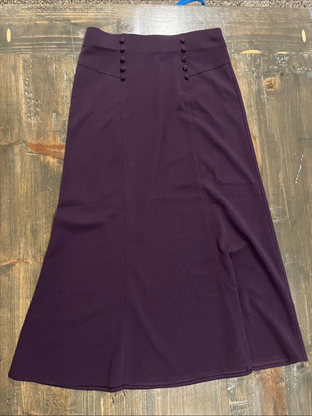 Elegant Plum Maxi Skirt with Decorative Button Detail - Picture 2 of 4